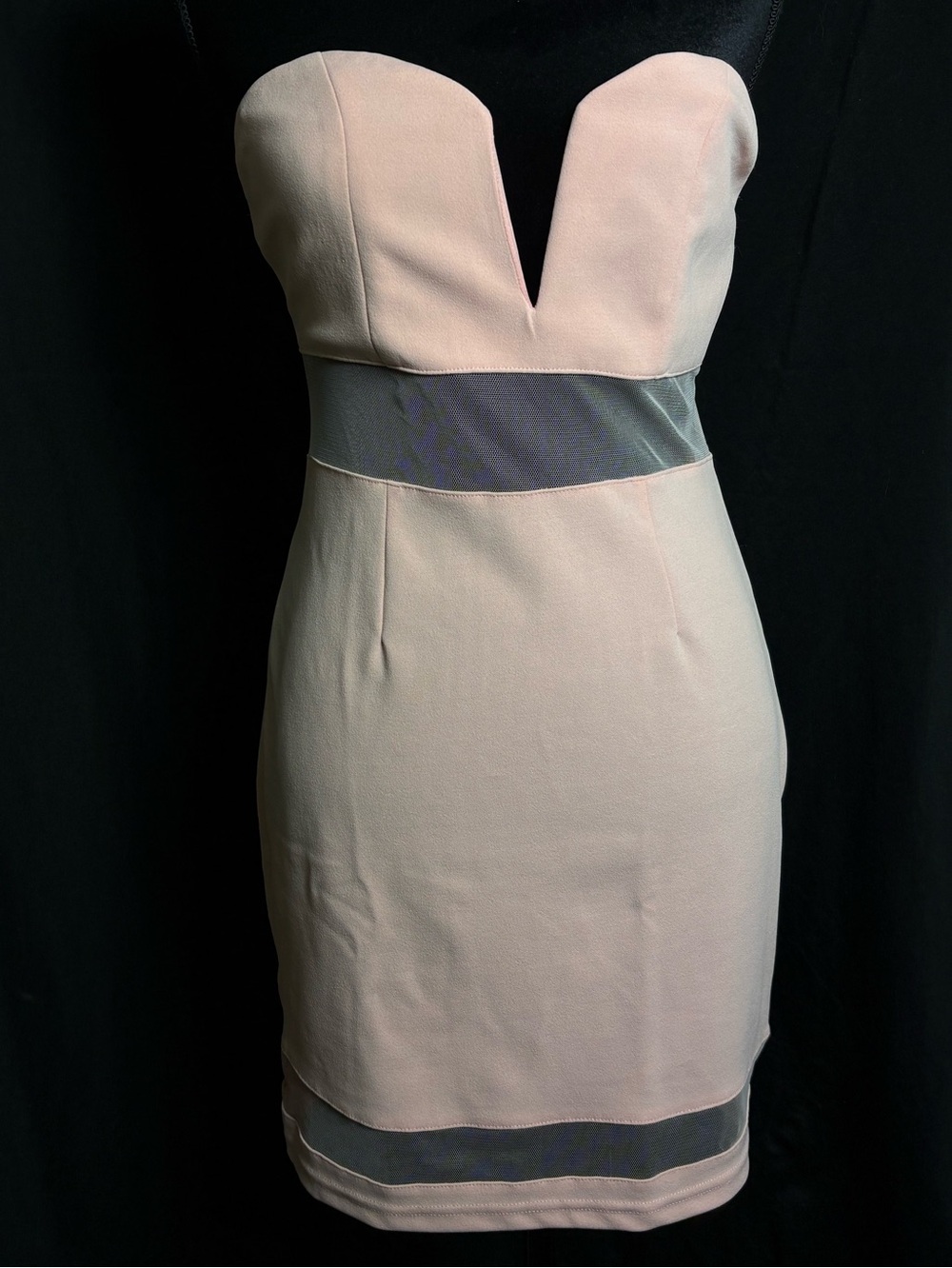 Tobi NWT Large Blush Pink Strapless Mesh Waist Mini Dress
